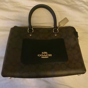 Dark Brown Monogramed Coach Shoulder Bag